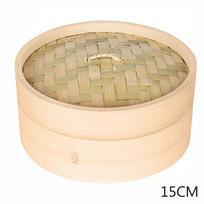 Dimsum Dumplings Kitchen Bamboo Basket Cover Cakeware Bamboo Steamer Cage Cooker Set 15cm