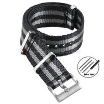20mm High Density Nylon Watch Strap for Omega Seamaster 007 Replacement Band Soft Straps Universal Sports Men Women Watch Bands 3 BlackGray-Solid-20mm gray