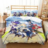 Genshin Impact Bedding Set For Kids Teens Boys Girls Game Duvet Cover With Pillowcase Microfiber Bedclothes Cartoon Bed Linen 70x133cm 2pcs gray