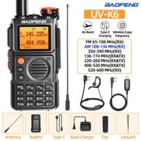 Baofeng UV-K6 Air Band Walkie Talkie Wireless Copy Frequency Multi Band Type-C Portable UHF VHF Long Rang UV5R Two Way Ham Radio
