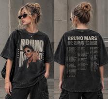Bruno Mars The Romantic Tour Mineral Wash Shirt Verson 2, Bruno Mars Tour 2026 Tee, Vintage Concert Graphic T Shirt, Bruno Mars Fan Gift XL gray
