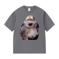 Xing Xing The Monkey Funny Meme T Shirts Men Clothing Fashion Polyester Short Sleeve T-shirt Unisex Retro Harajuku Oversized Tshirt M gray