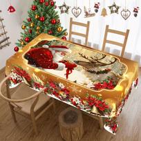 Gold Christmas Tablecloth Santa Claus Elk Christmas Party Table Decorations for Home 2025 Navidad Notal Noel Xmas Ornaments 60x84