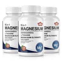 15 in 1 Magnesium Citrate & Glycinate Complex Capsules – with Ashwagandha & L-Theanine – 120 Capsules 3PACK