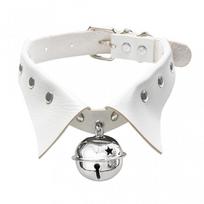 Punk Style Leather Choker Necklace With Bell Cosplay Versatile Collar Jewelry Women Men White white
