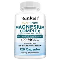 Bunkell Triple Magnesium Complex Capsules, Glycinate, Malate, Taurate, 400mg, 120 Caps 120 Capsules