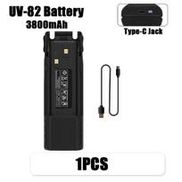 Baofeng UV-82 Battery Pack Type-C Charge 2800mah 3800mAh 4200mAh Li-ion Rechargeable DC 7.4 BL-8 UV-8D UV-82HP Radio Accessories 1-3800mah-Long