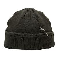Hop Casual Female Distressed Hole O-Ring Winter Bonnet Beanie Hat Knitted Hat Solid Color Warm Cap tamsiai žalia spalva