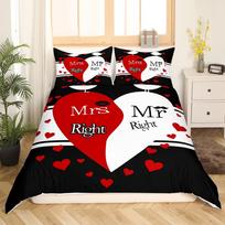 Mr Mrs Bedding Set You and Me Comforter Cover for Couple Lover Men Women Funny Duvet Cover Gold and Black Wedding Quilt CoverSet 70x133cm 2pcs&Duvet Cover black
