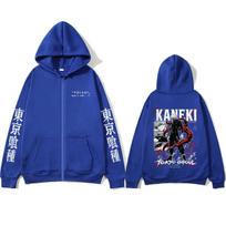 Anime Tokyo Ghoul Kaneki Ken Merch Zipper Hoodie Men Women Cartoon Manga Harajuku Zip Up Jacket Male Oversized Zip Up Sweatshirt L mėlyna
