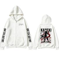 Anime Tokyo Ghoul Kaneki Ken Merch Zipper Hoodie Men Women Cartoon Manga Harajuku Zip Up Jacket Male Oversized Zip Up Sweatshirt L balta