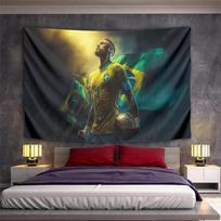 Neymar Jr Brazil World Cup Trophy Dramatic Tapestry Wall Art Yellow Jersey Star for Fans Bedroom Dorm Decoration 180x230cm(70x90in)