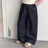 Kids Fashion Contrast Stitch Soft Denim Patch Label Unisex Long Jeans 120cm gray