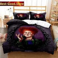 Fashion Hocus Cartoon Pocus Bedding Set Printed Bed Set With Pillowcase Bed Duvet Cover Soft Single Double Queen Super King Size 70x133cm 3pcs black
