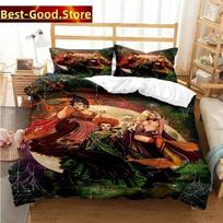 Fashion Hocus Cartoon Pocus Bedding Set Printed Bed Set With Pillowcase Bed Duvet Cover Soft Single Double Queen Super King Size 70x133cm 3pcs brown