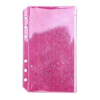 Flat Design PVC Binder Pockets 6-Hole A6 Document Folders Clear Colorful Glitter Binder Pounch Journal Planner rožinė