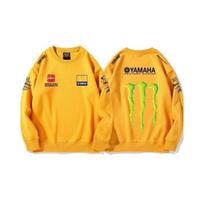 Men's Monster Energy Racing Sweatshirt Casual Long Sleeve Crew Neck Pullover Motocross Streetwear Loose Fit Tops S yellow