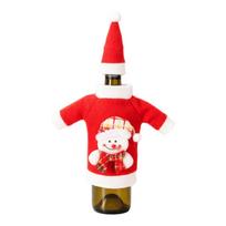 Christmas Wine Bottle Cover Set with Santa, Snowman and Bear Figurines, Holiday Table Decor One Size