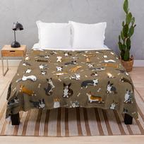 Cardigan Corgi Pattern on Brown Throw Blanket 150cm*220cm