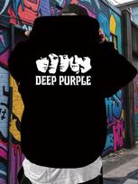 Deep Purple Rock Band Hoodie - Black Graphic Pullover Sweatshirt with Band Members Faces M white