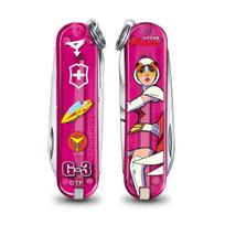 VICTORINOX Classic SD Gatchaman Jun the Swan Pink Swiss Army Knife Emergency Flathead Nail File 7 Gatchaman Collection - Multi-functional Knife,