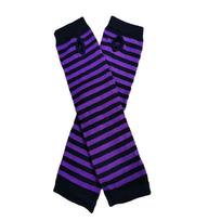 Warm Warm Winter Women Dew Finger Sleeve Striped Glove Hand Mitten Arm Warmers Fingerless Gloves violetinė/juoda