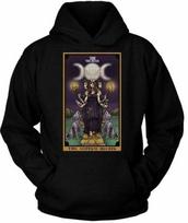 Goddess Hecate Hoodie The Moon Tarot Card Pagan Wicca Witchcraft Hekate Sweater XL black