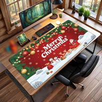 Christmas Printed Mouse Pad Non Slip Desk Mat For Office Gaming Home Use Holiday Gift 30cmx60cm red