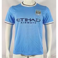Manchester City Retro Football Jersey 2007-08 Home Kit Sun Jihai 17 Aguero 16 Adult Unisex Short Sleeve Soccer Shirt Large gray