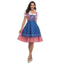 Moteriškas bavariškas languotas Dirndl Oktoberfest kostiumas Alaus šventės klubinis drabužis Cosplay Karnavalo Helovino puošni suknelė L&Oktoberfest blue