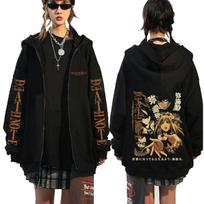 Anime Death Note Light Yagami Misa Ryuk Zipper Hoodie Men Casual Oversized Zip Up Jacket Men's Manga Cosplay Zip Up Sweatshirt M black