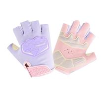 Shock-Absorption Children Half Finger Gloves Breathable Half Finger Gloves  Unisex Riding S violetinė