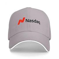 Nasdaq Logo Black Baseball Cap with Red and Black Embroidery Design for Unisex and Women Casual Streetwear Fashion Accessory One Size gray