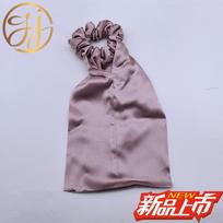 100% Mulberry Silk Hair Ring Elastic Band Sleep Cap Protection Perm Care Beige gray