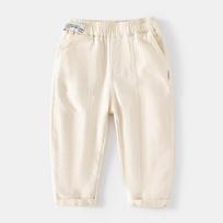 Boys Solid Color Casual Long Pants Big Kids Spring Autumn Trousers 100cm beige