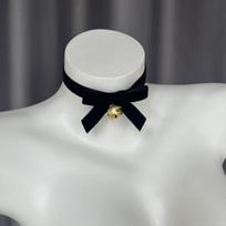 Christmas Bell Choker Necklace Women Fall Winter Red Velvet Bow Collarbone Chain Pure Desire Style Black black