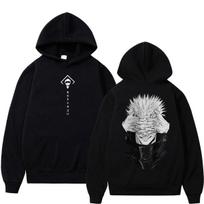 Japanese Anime Jujutsu Kaisen Gojo Satoru Hoodies Men Women Harajuku Gothic Manga Sportwear Men's Loose Autumn Fleece Tracksuit M white