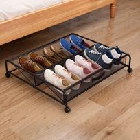 Underbed Shoe Rack, Rolling Container with , Steel Frame, Ventilated, for Holiday black
