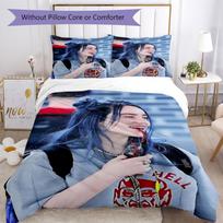 3pcs Billie Eilish Bedding Set Duvet Cover Closure Includes 1 Duvet Cover & 2 Pillowcases, Soft and Comfortable for All Seasons. 140cmx210cm