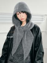 Wool retro balaclava hat women's autumn and winter new versatile warm ear protection hat scarf integrated One size fits all gray