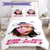 3pcs Billie Eilish Bedding Set Duvet Cover Closure Includes 1 Duvet Cover & 2 Pillowcases, Soft and Comfortable for All Seasons. 140cmx200cm