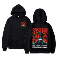 System of A Down Tour 2026 Merch Hoodie Men Women Clothing Vintage Rock Oversized Sweatshirt Men's Casual Pullovers Streetwear L black