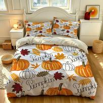 3pcs pumpkin maple leaf pattern bedding set 1 bedding cover 2 pillowcases (without fillers) bedding set 135x200 white