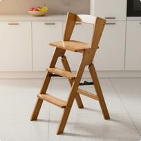 Ladder Stool with Backrest Multifunction Step Chair Space-Saving brown