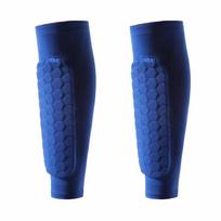 1pair Shin Guards Football Basketball with Honeycomb Padding Breathable Nylon Anti Impact Sport Leg Protectors for Kids Adults 1 Blue L