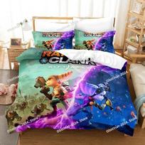 Personelity  Game Anime Ratchet Clank Rift Apart Bedding Set Printed Bed Set With Pillowcase Bed Duvet Cover Queen King Size 70x133cm 3pcs