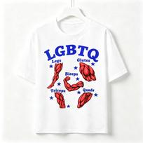 Juokingas sporto salės memas LGBTQ Kojos Sėdmenys Bicepsai Tricepsai Keturkampiai Unisex Treniruočių Marškinėliai 4XL white