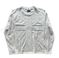 STREETRICH Arrival Women Streetwear Dark Grey Cross Stitch Detail Distressed Oversized Long Sleeve T-Shirt L white