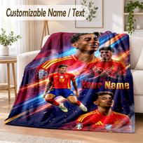 Custom Text Flannel Blanket Lamine Yamal Print Warm Cozy Blanket Home Sofa Bedding 130cmx150cm