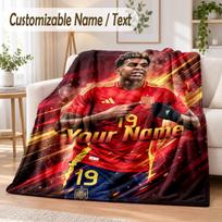 Custom Text Flannel Blanket Lamine Yamal Print Warm Cozy Blanket Home Sofa Bedding 80cmx120cm